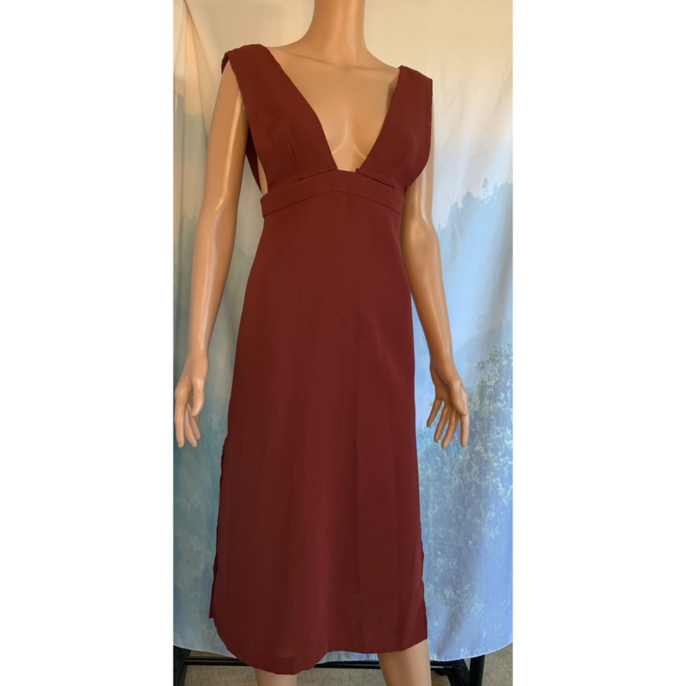 Forever 21 V Shape Plunge Statement Dress burnt orange red size small